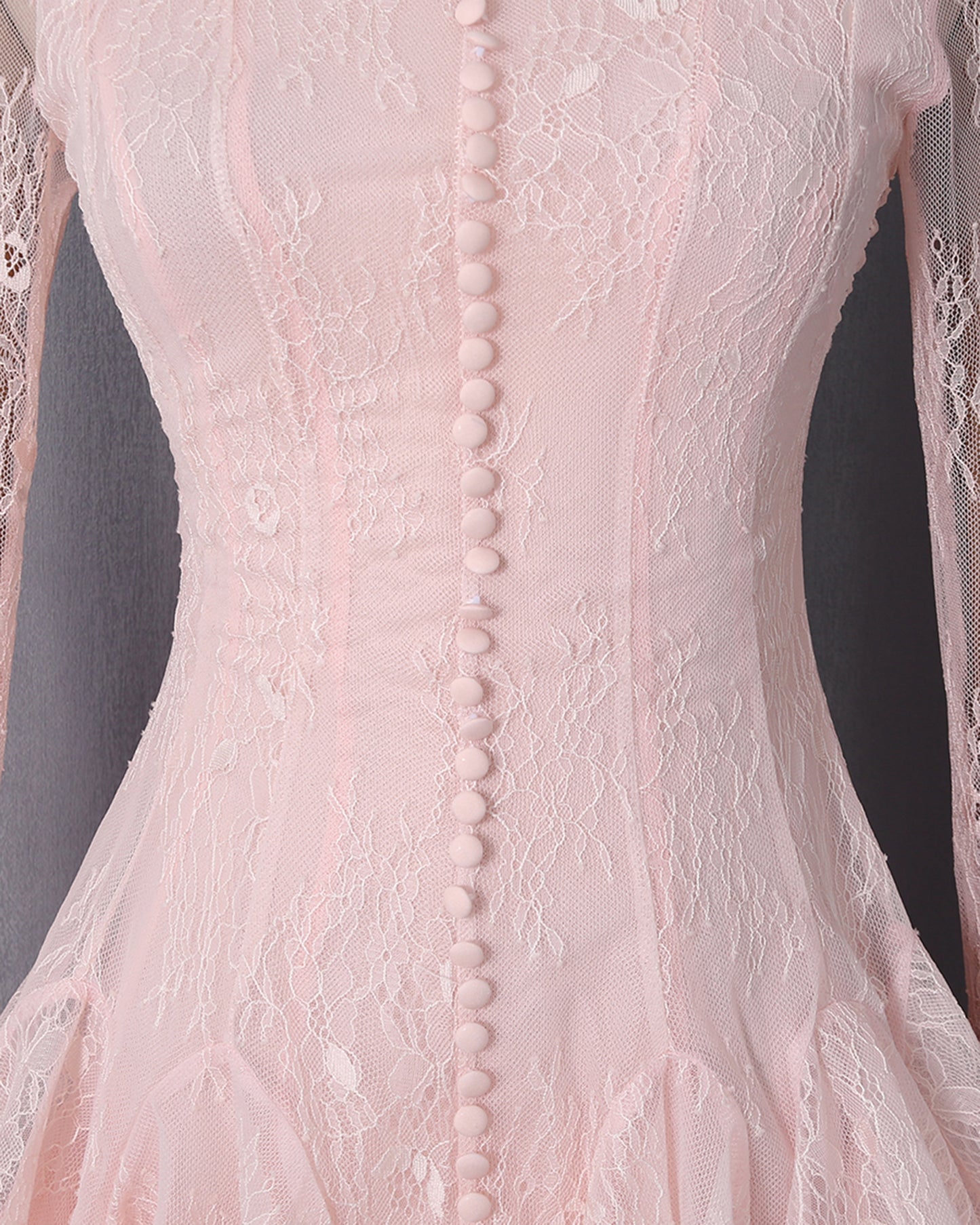 Pink Lace Fitted Ruffle Mini Dress