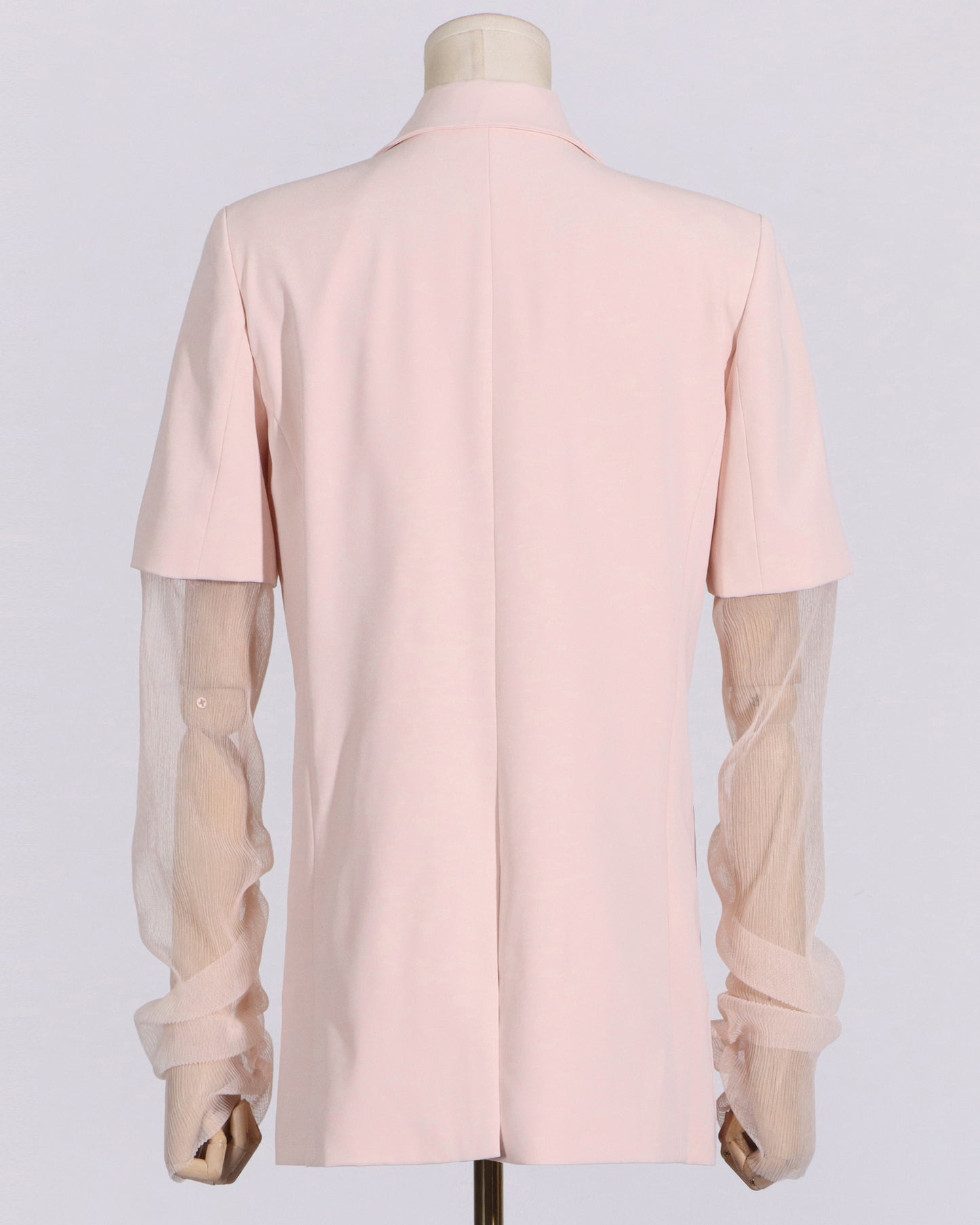Pink Layered Sheer Sleeve Blazer