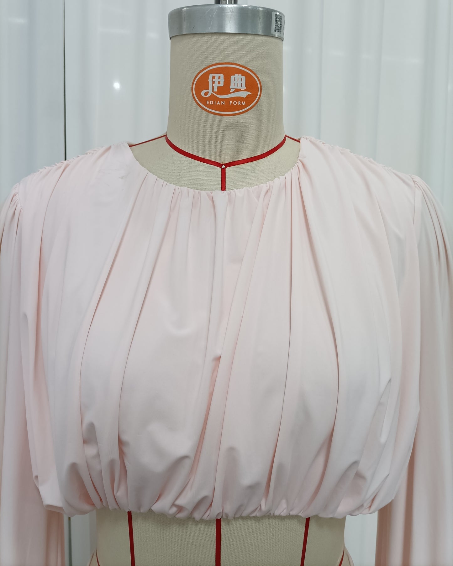 Pink Long Sleeve Crop Top High Waist Skirt Set