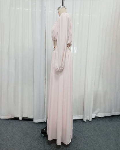 Pink Long Sleeve Crop Top High Waist Skirt Set
