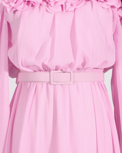 Pink Off-Shoulder Floral Maxi Dress