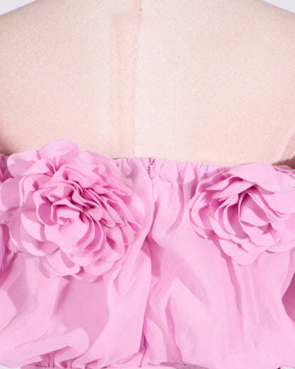 Pink Off-Shoulder Floral Maxi Dress