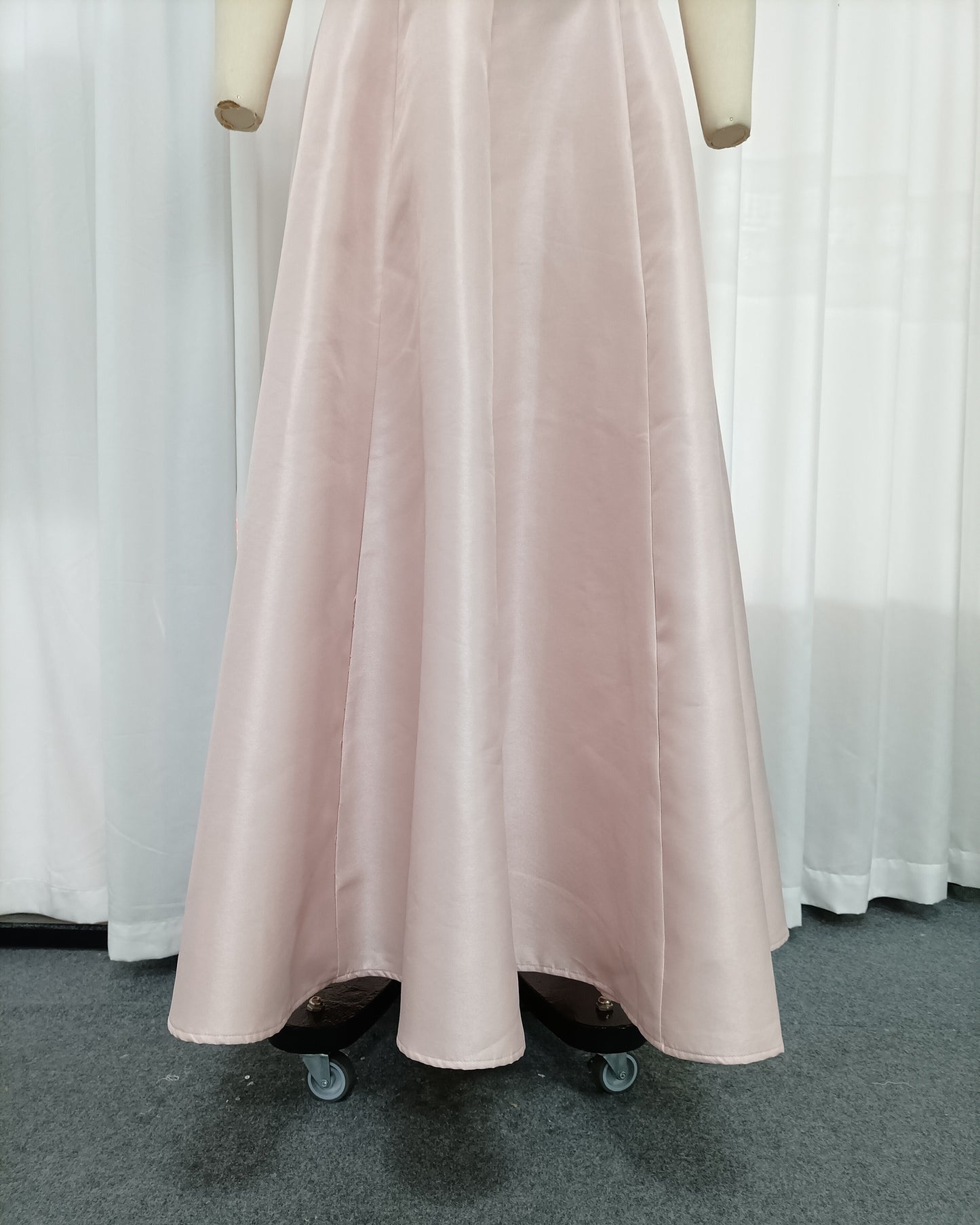 Pink Off Shoulder 3D Floral Satin Evening Gown