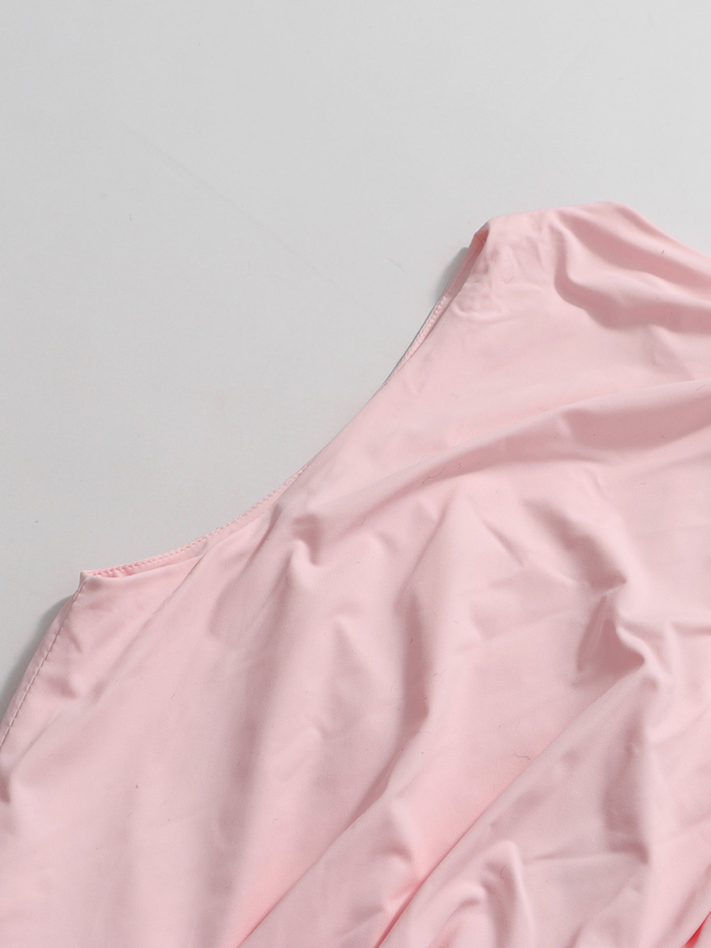 Pink Ombre One-Shoulder Pleated Maxi Dress