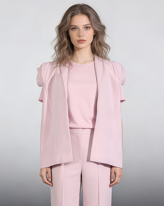 Pink Open-Front Cape Blazer