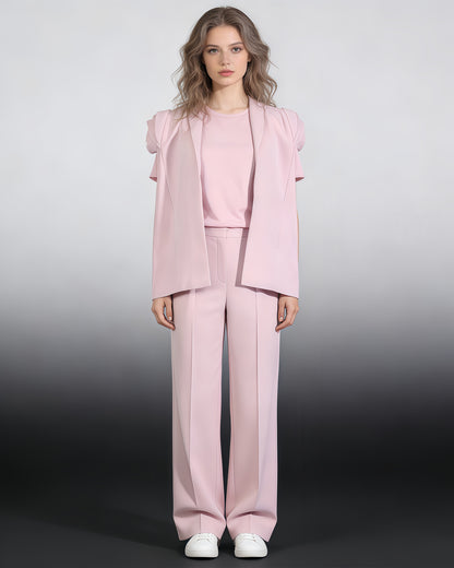 Pink Open-Front Cape Blazer