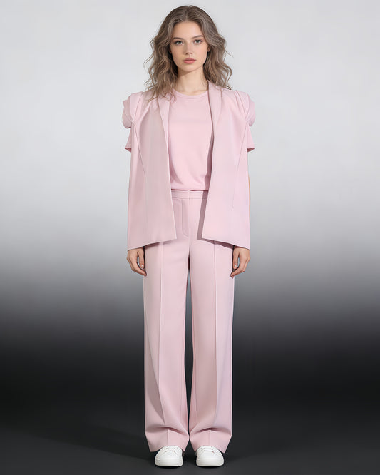 Pink Open-Front Cape Blazer