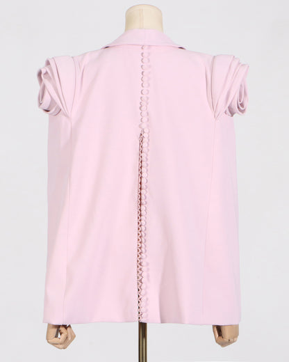 Pink Open-Front Cape Blazer