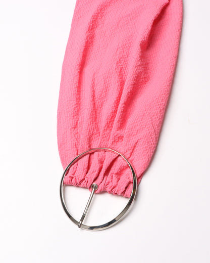 Pink Oversized Shirt with Circular Buckle Belt
