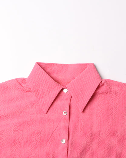 Pink Oversized Shirt with Circular Buckle Belt