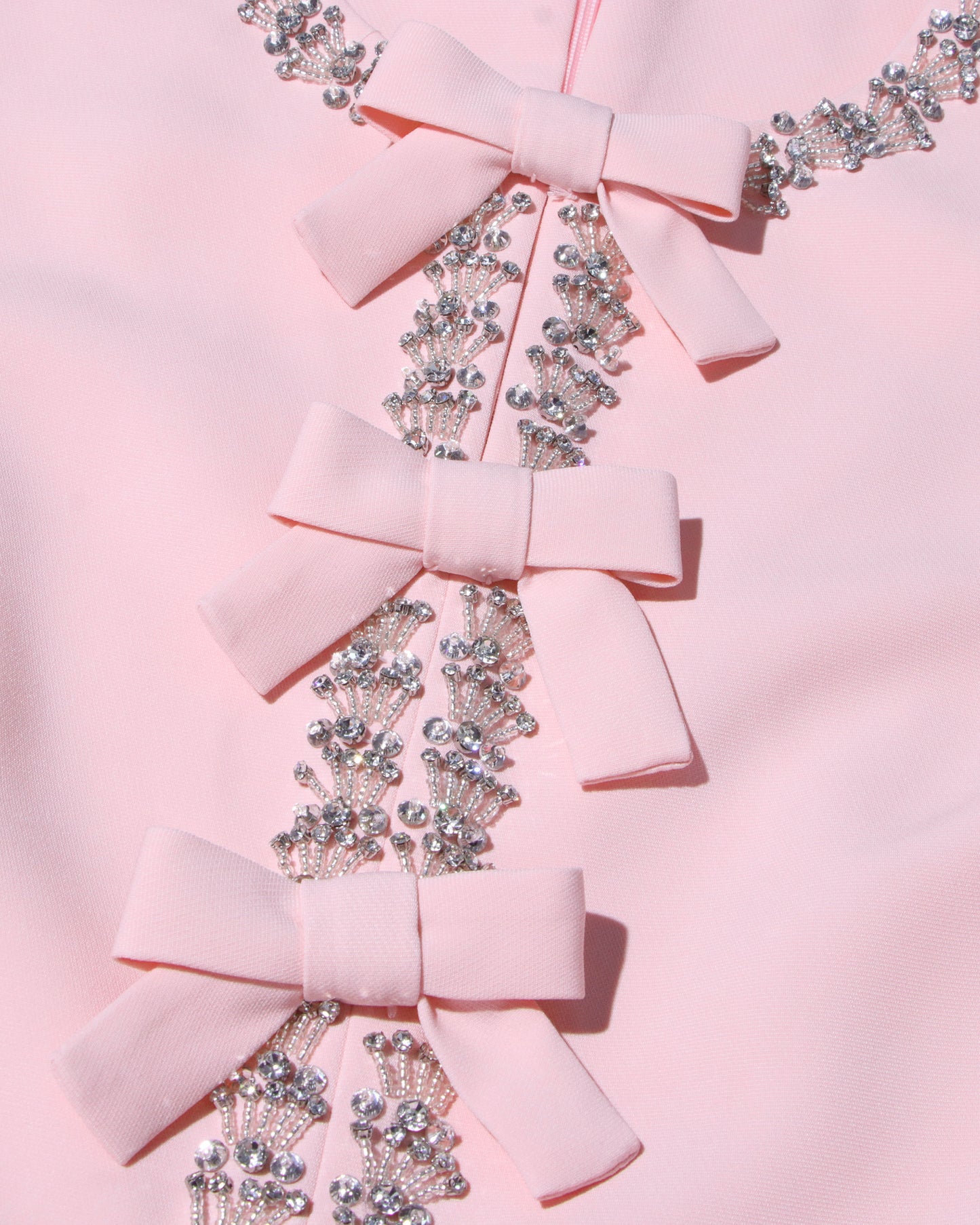 Pink Rhinestone Bow Fitted Dress
