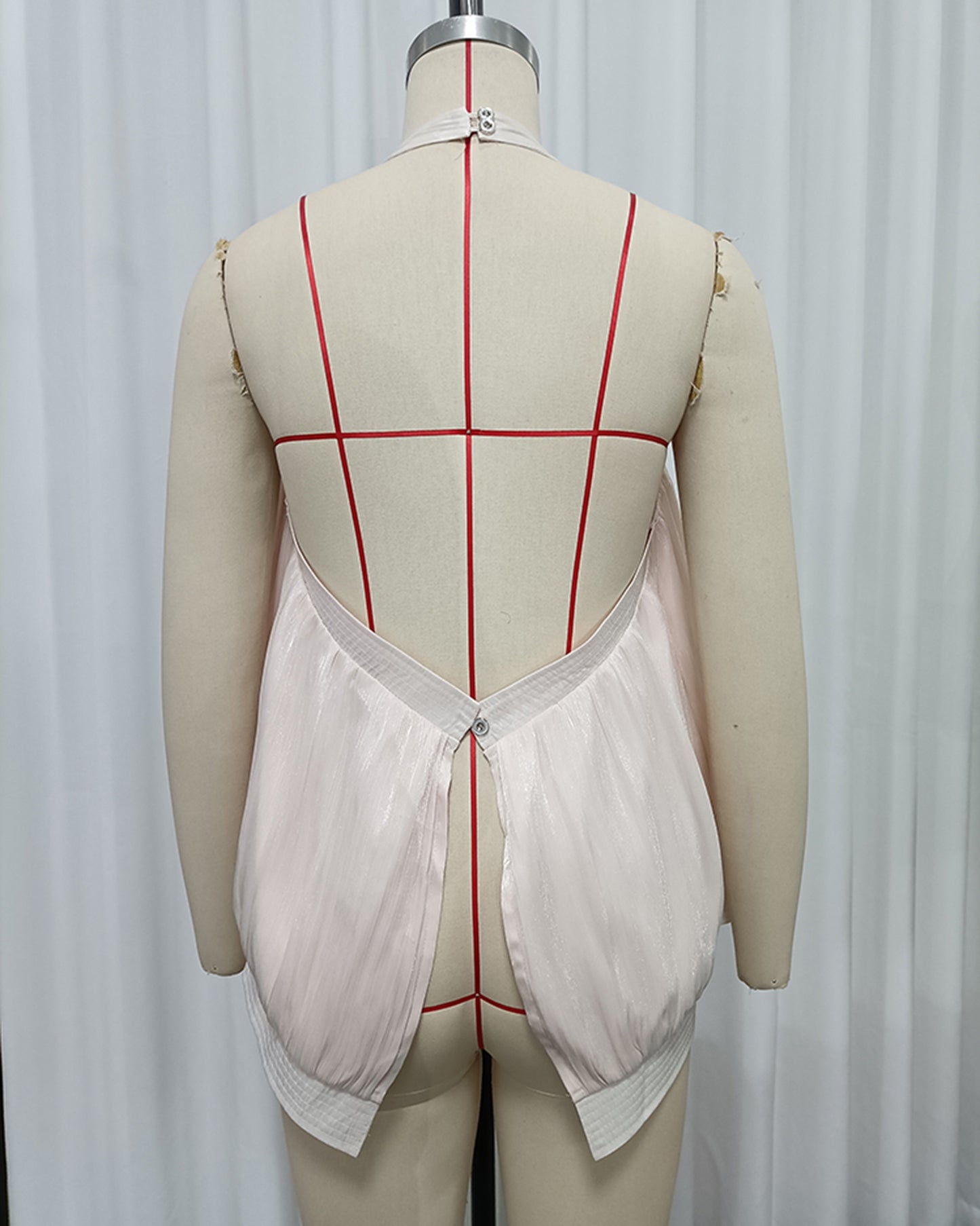 Pink Round Neck Sleeveless Ruched Blouse