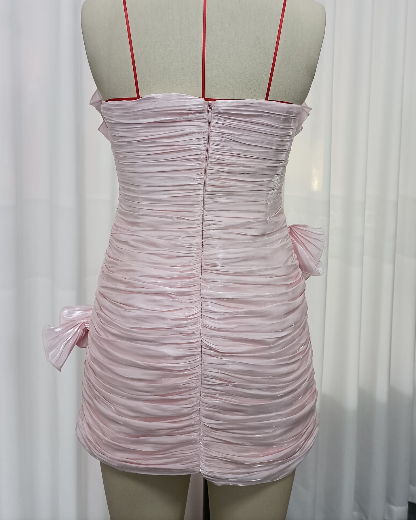 Pink Ruffle Trim Bodycon Mini Dress