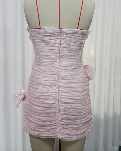 Pink Ruffle Trim Bodycon Mini Dress