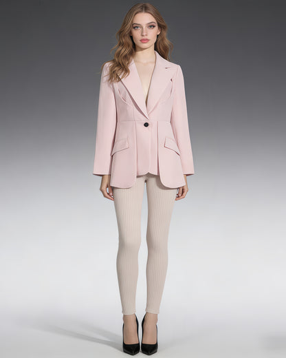 Pink Single-Breasted Tailored Blazer