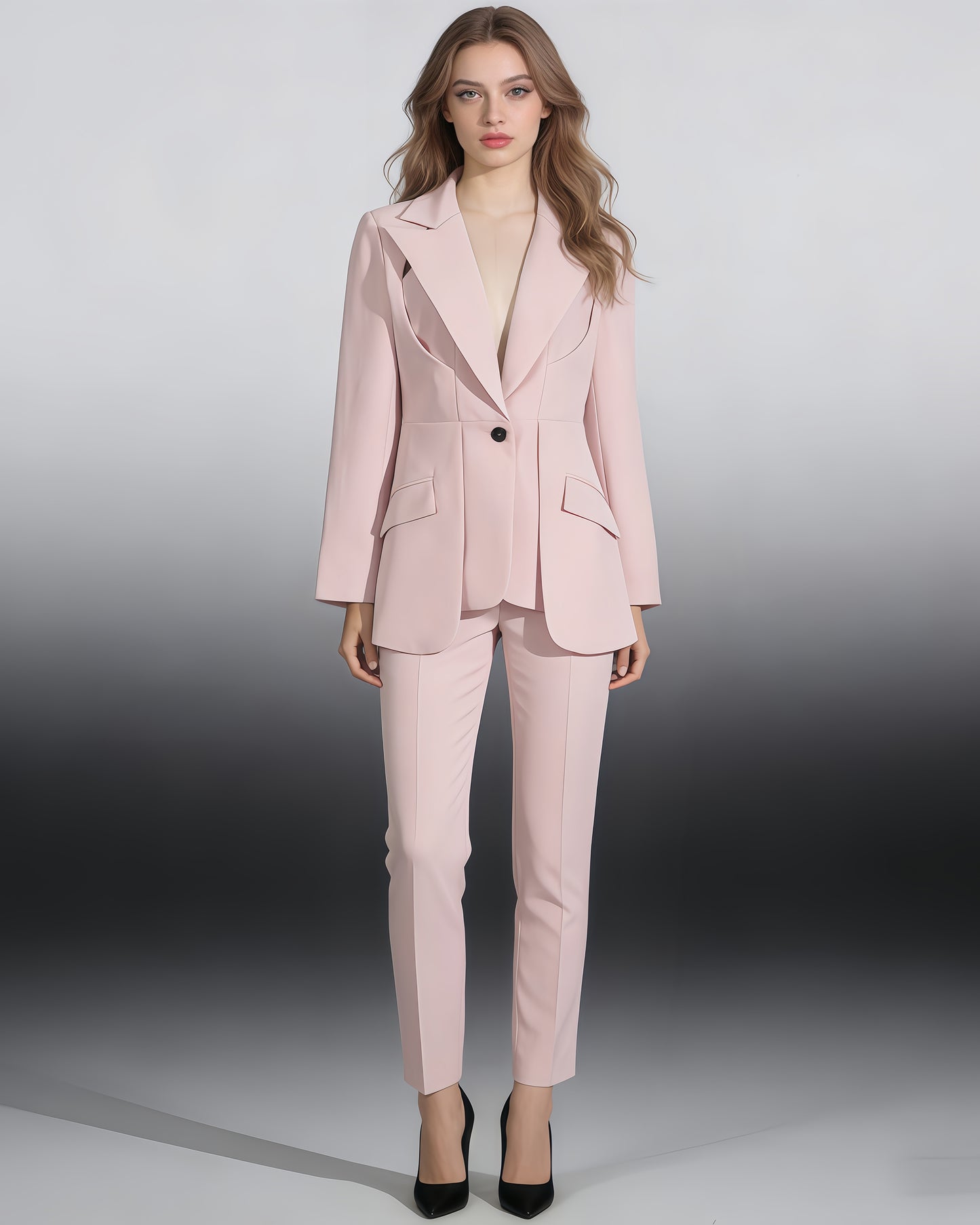 Pink Single-Breasted Tailored Blazer