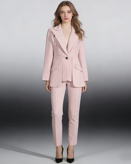 Pink Single-Breasted Tailored Blazer