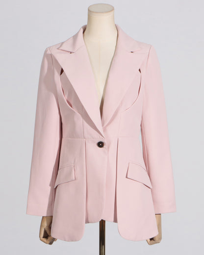 Pink Single-Breasted Tailored Blazer