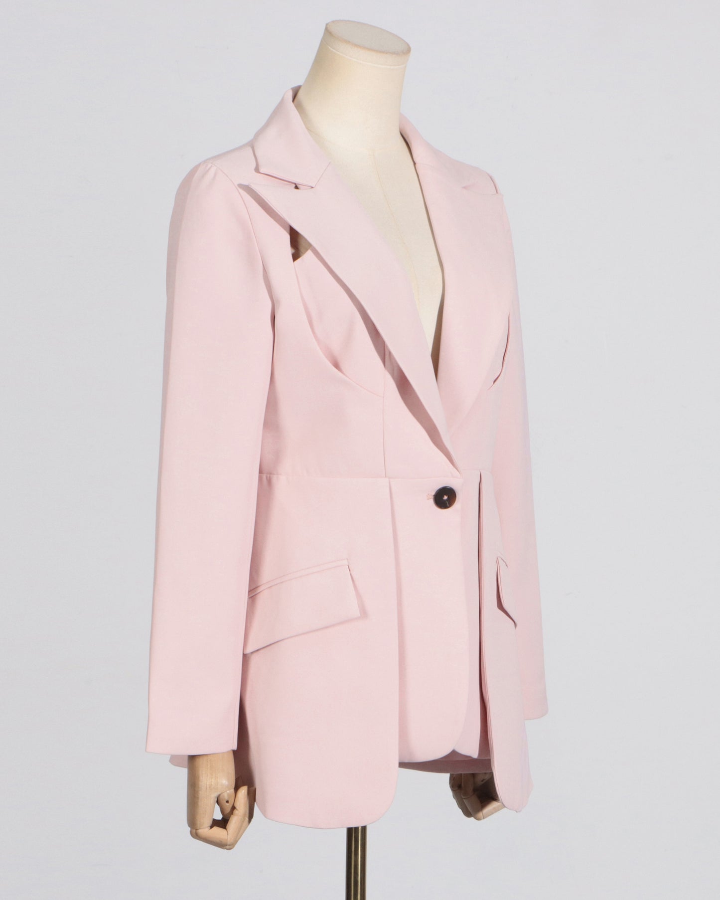 Pink Single-Breasted Tailored Blazer