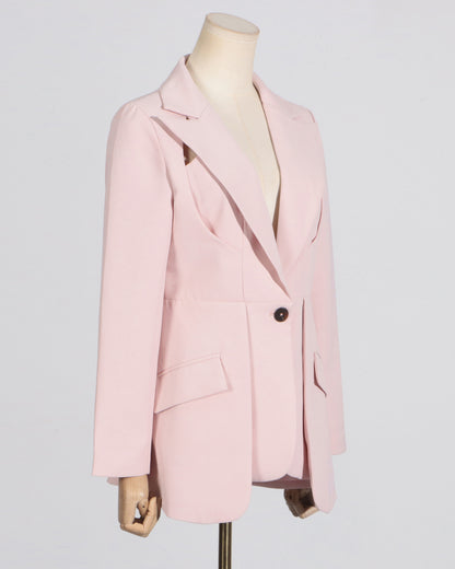 Pink Single-Breasted Tailored Blazer