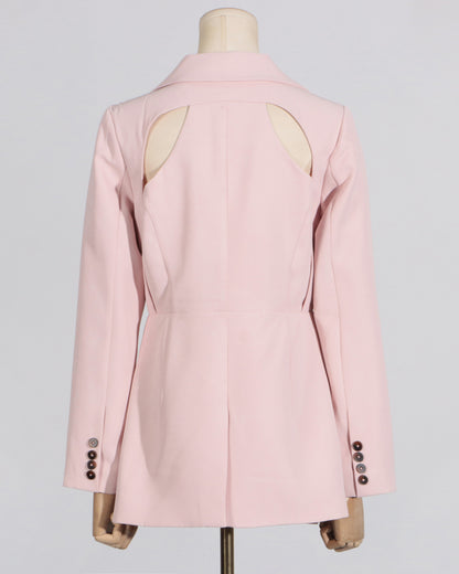 Pink Single-Breasted Tailored Blazer