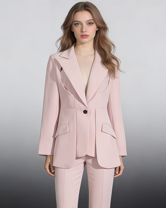 Pink Single-Breasted Tailored Blazer