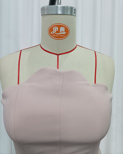 Pink Strapless Peplum Top with Pleated Hem