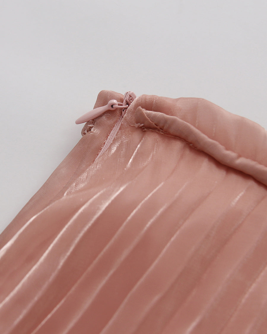 Pink Strapless Top High Waist Skirt Set