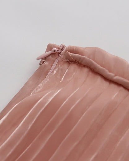 Pink Strapless Top High Waist Skirt Set