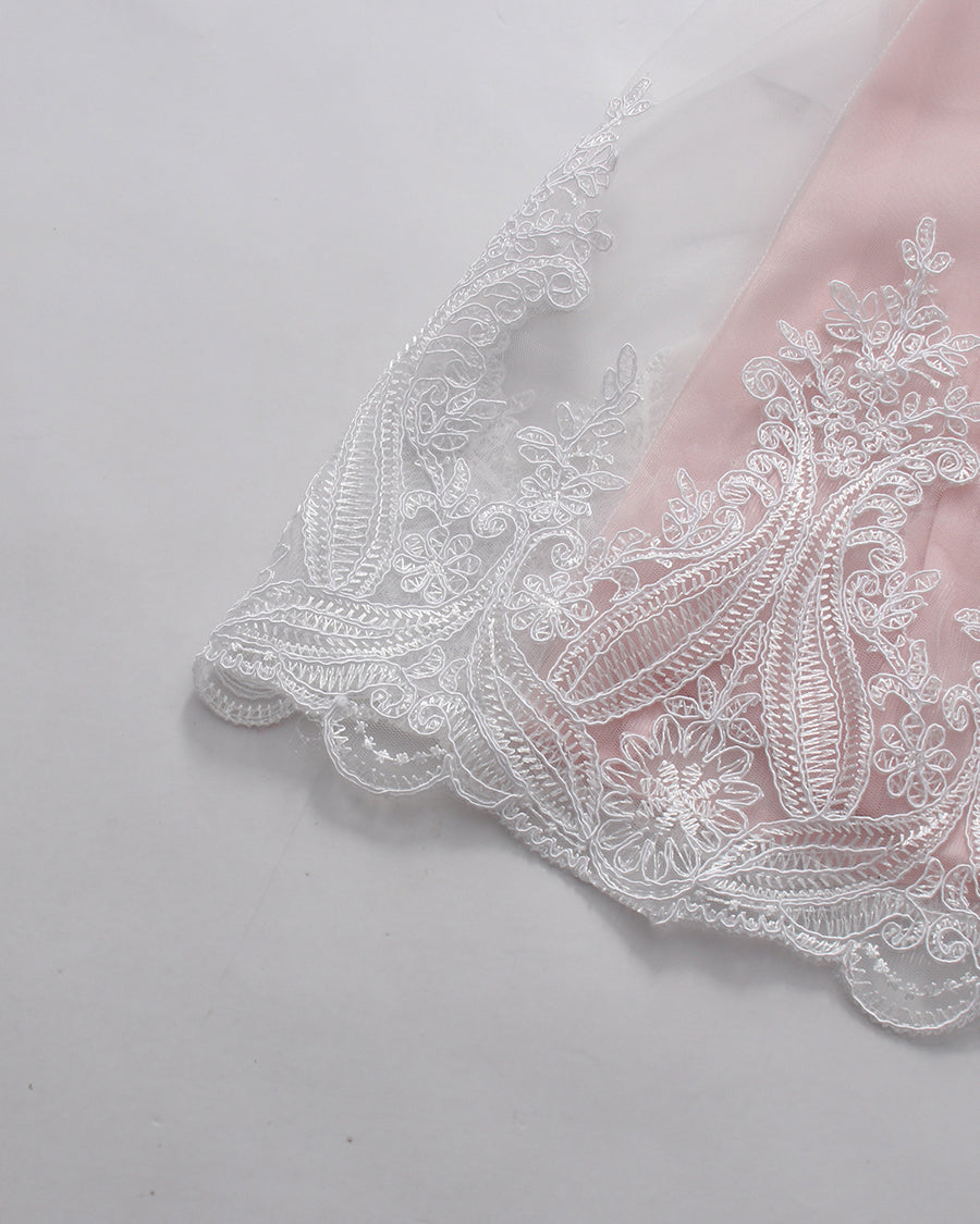 Pink V‑Neck Sleeveless Lace Embroidery Maxi Dress