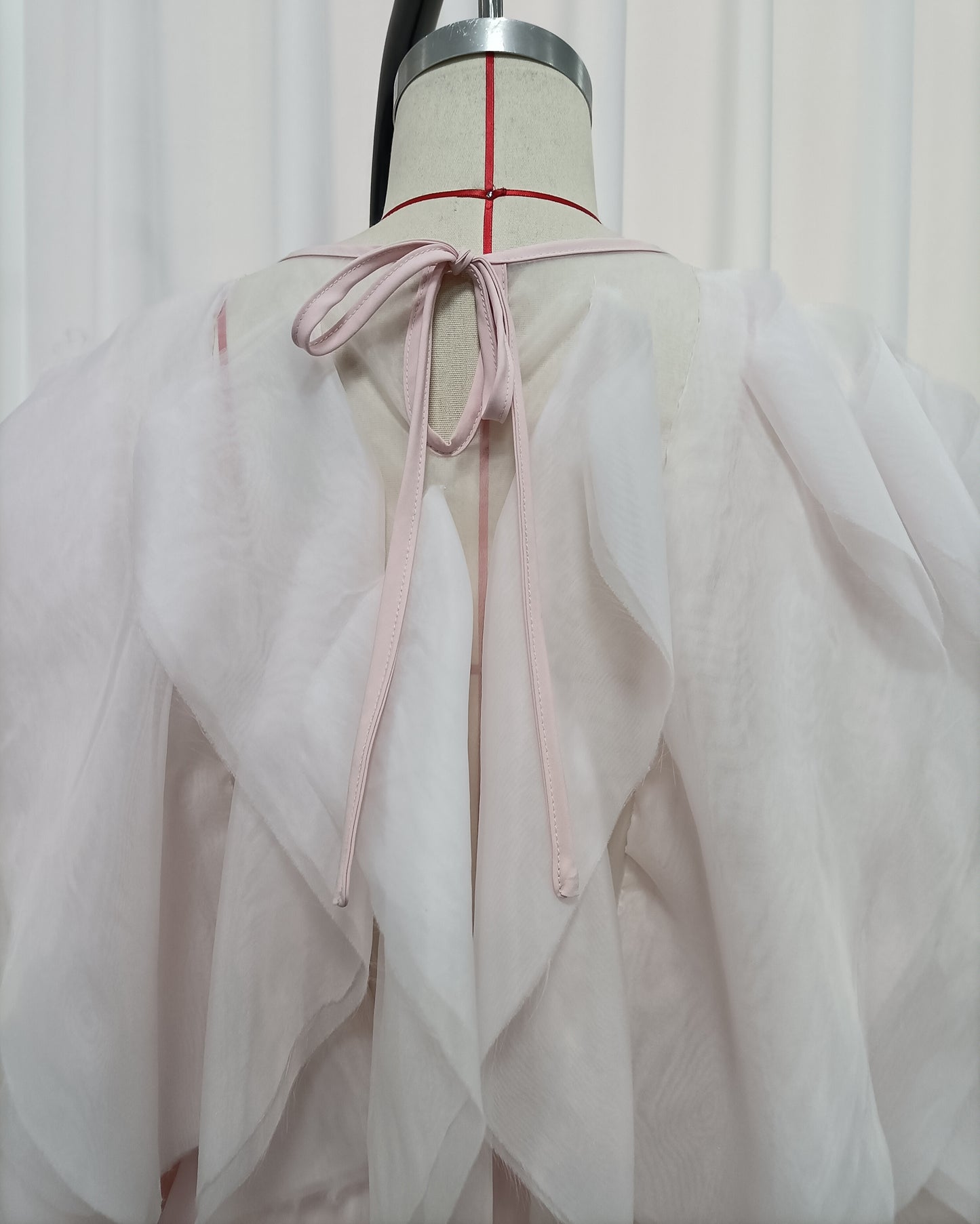 Pink Ruffle Layered Chiffon Maxi Dress