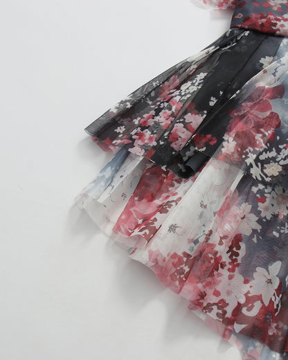 Print Multi-Layer Ruffle Maxi Dress
