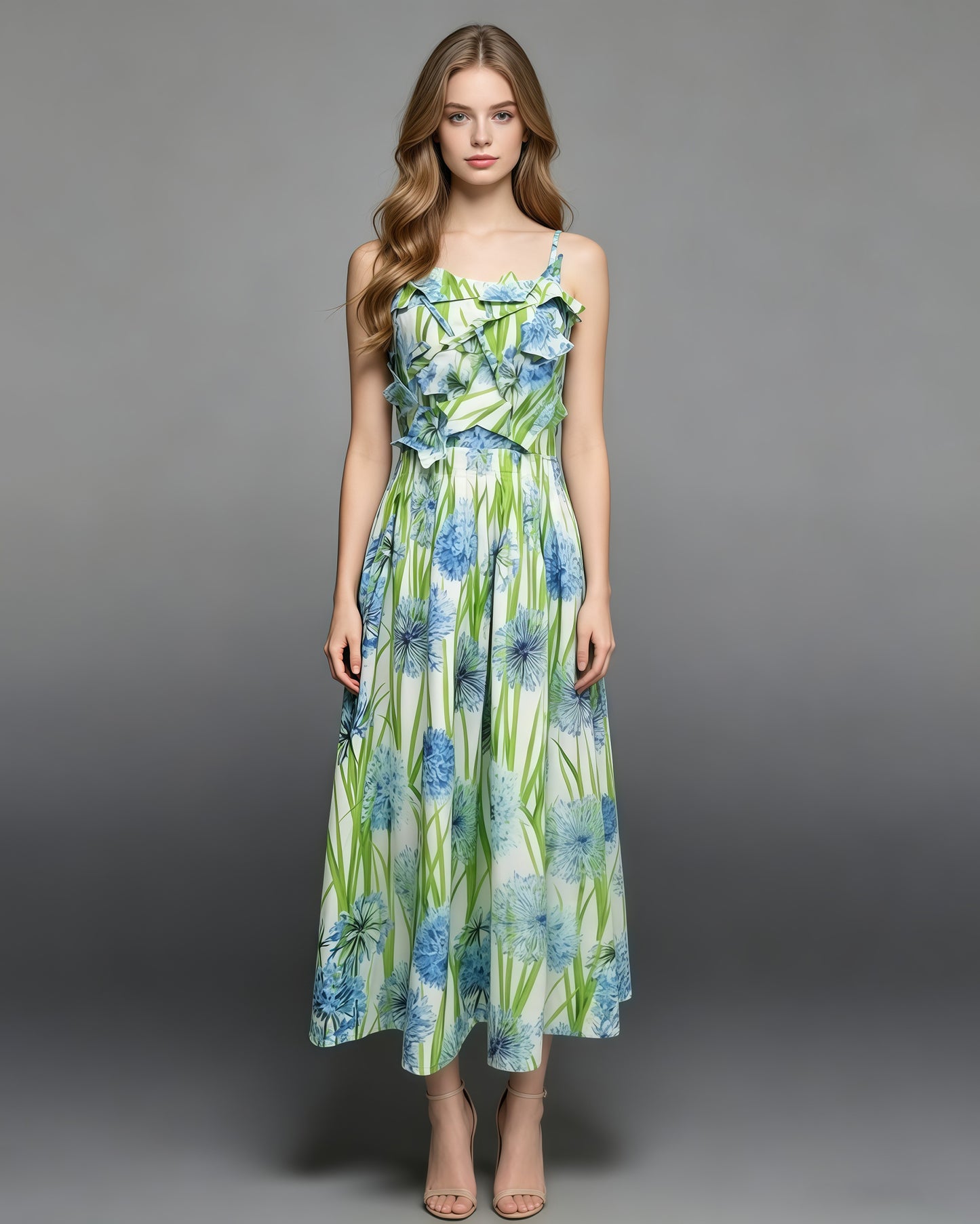 Print Strap Tunic Elegant Maxi Dress
