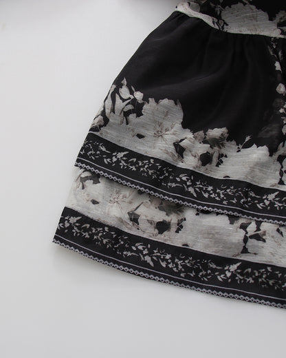 Print V‑Neck Lantern Sleeve Mini Dress