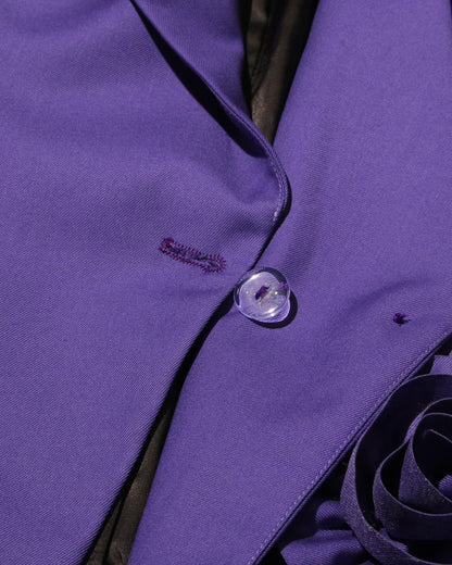 Purple 3D Floral Appliqué Blazer