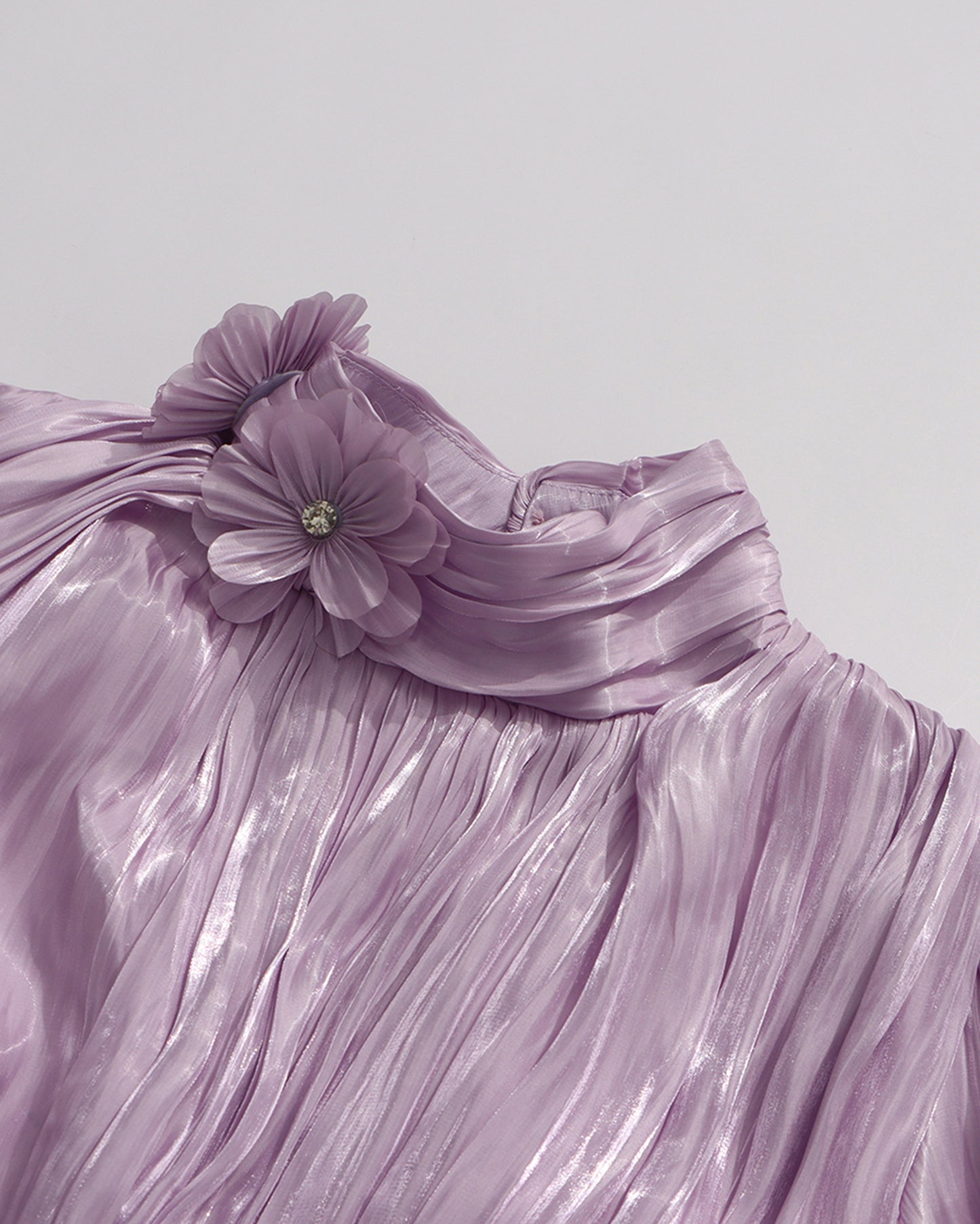 Purple 3D Floral Shiny Maxi Dress