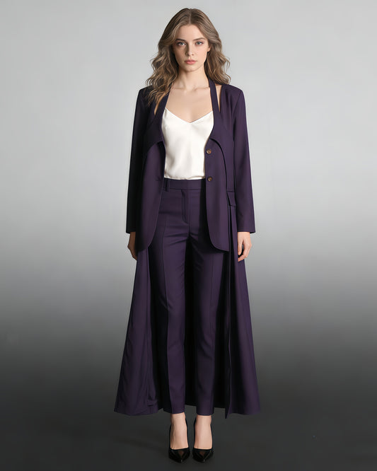 Purple Asymmetric Longline Jacket
