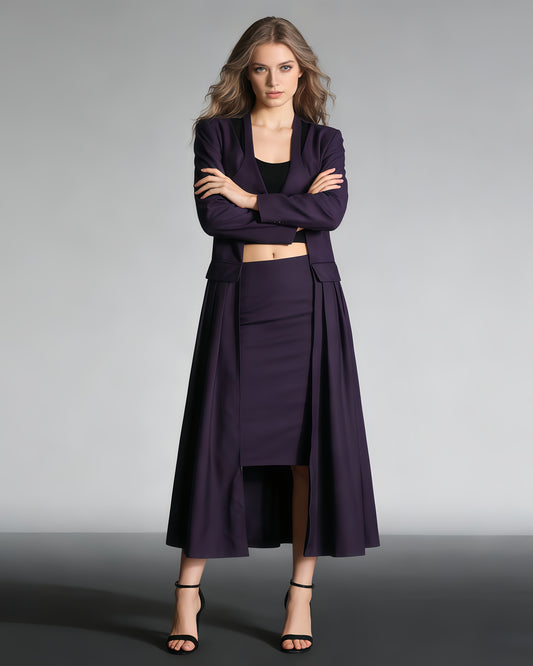 Purple Asymmetric Longline Jacket
