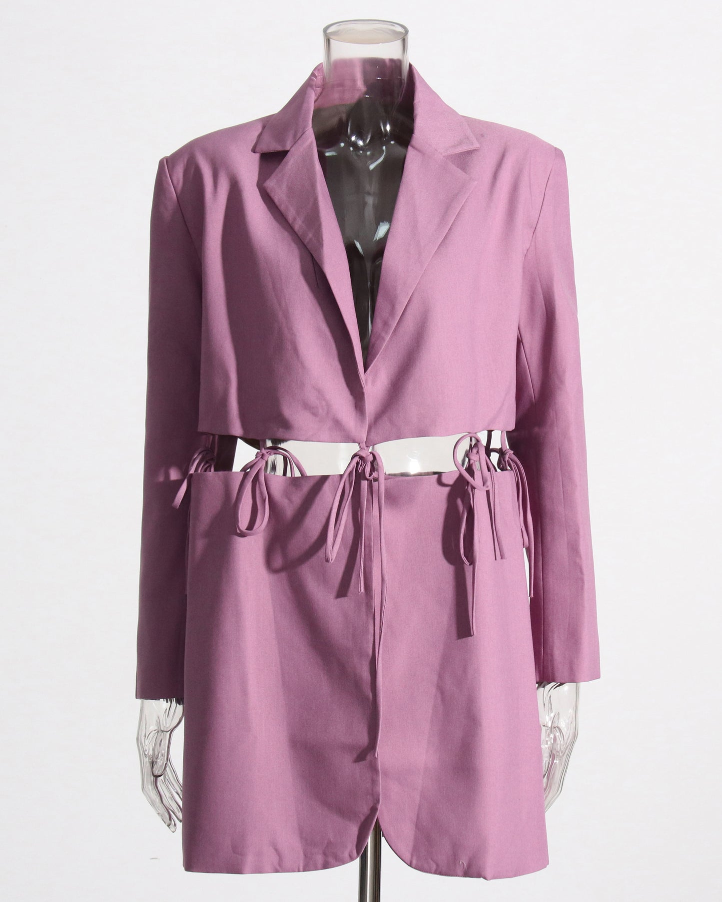 Purple Cutout Blazer with Tie-Waist