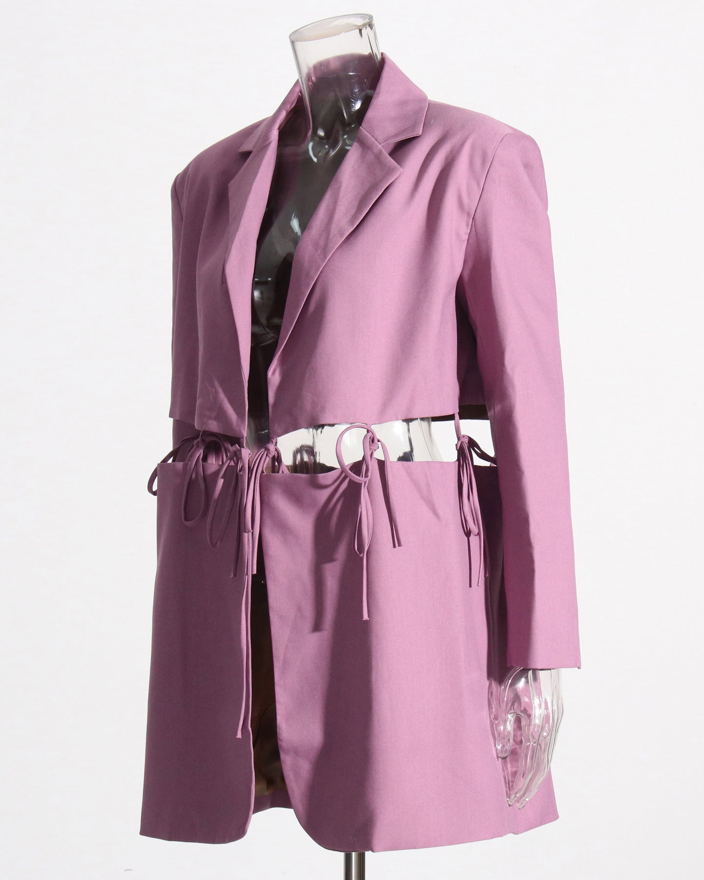 Purple Cutout Blazer with Tie-Waist