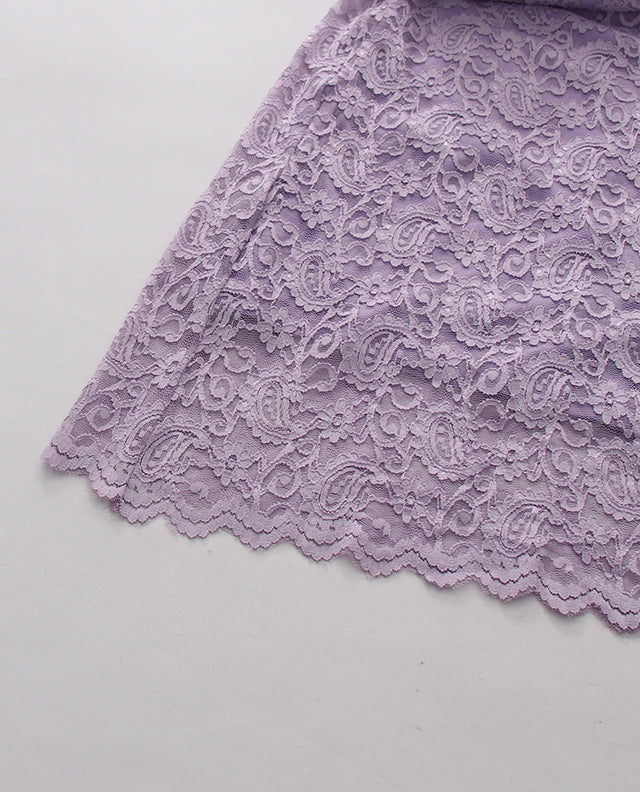 Purple Floral Lace Flare Sleeve Ruched Maxi Dress