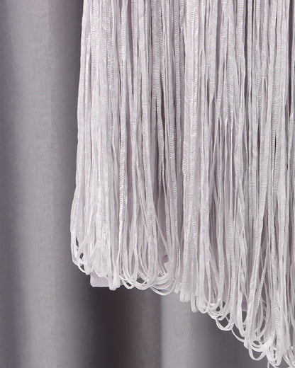 Purple Halter Ruched Fringe Midi Dress