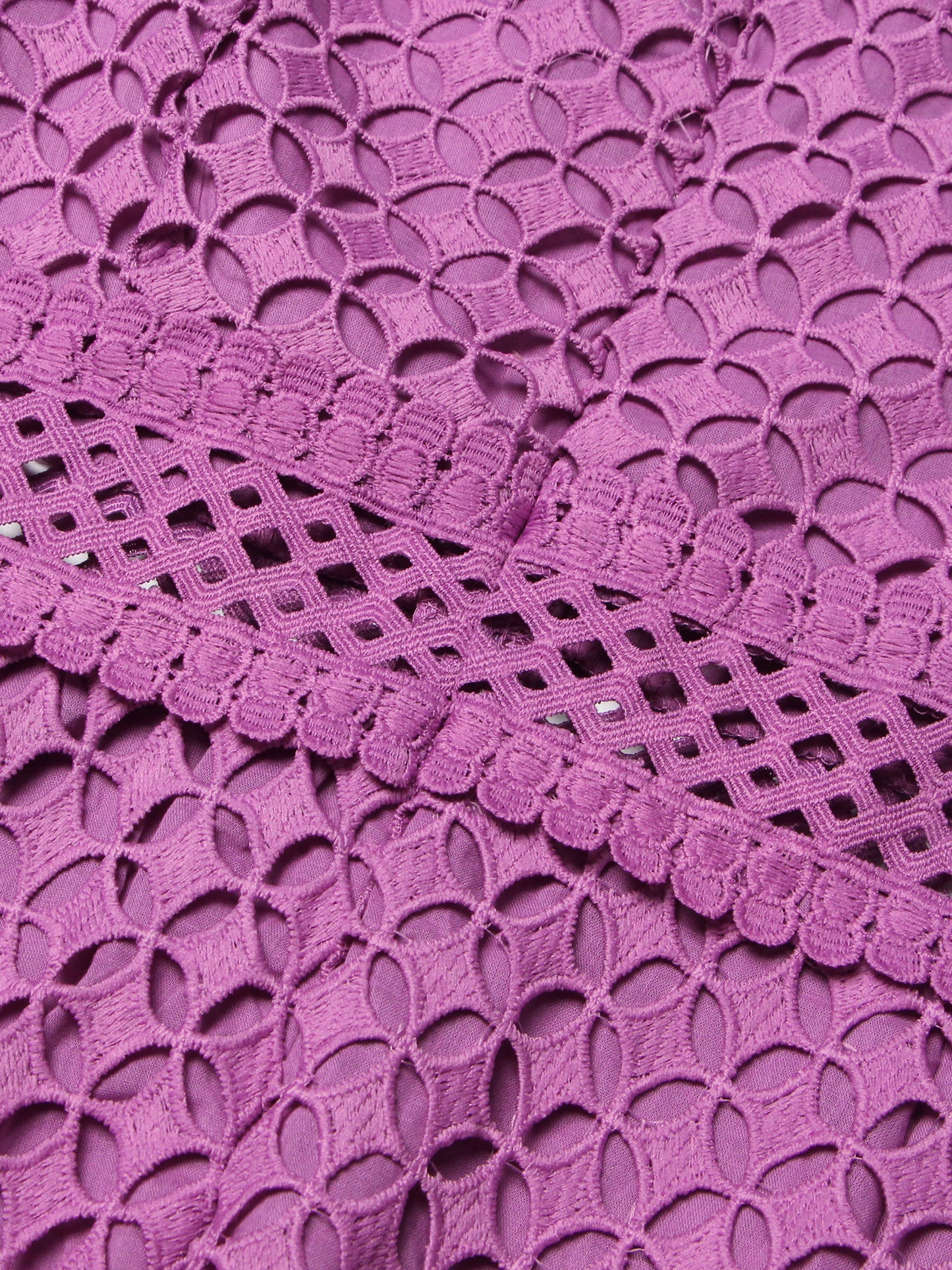 Purple Lace Hollow-Out Long Sleeve Midi Dress