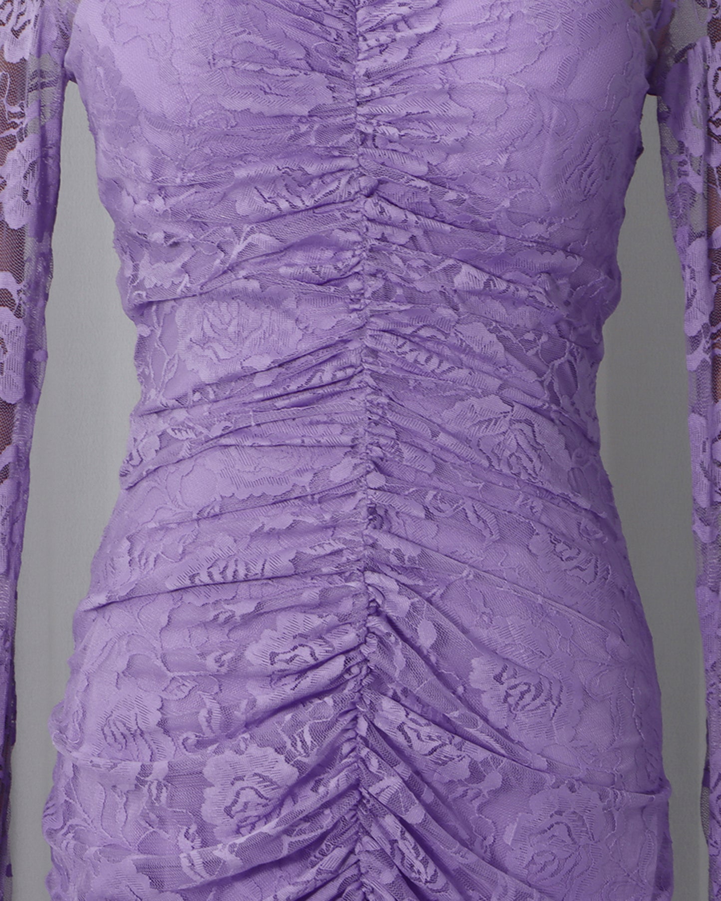 Purple Lace Ruched Mermaid Gown
