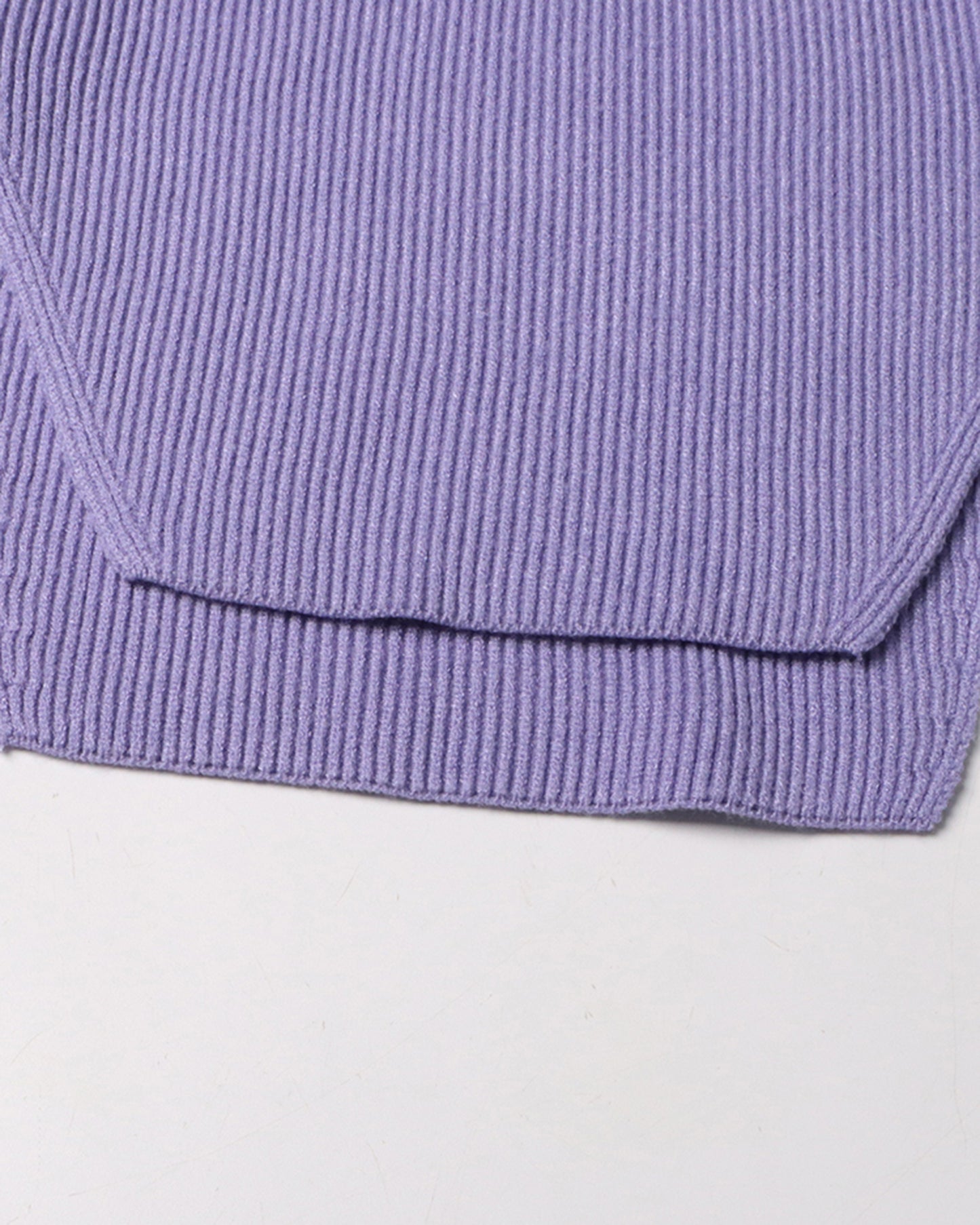 Purple Off-the-Shoulder Ribbed Knit Top