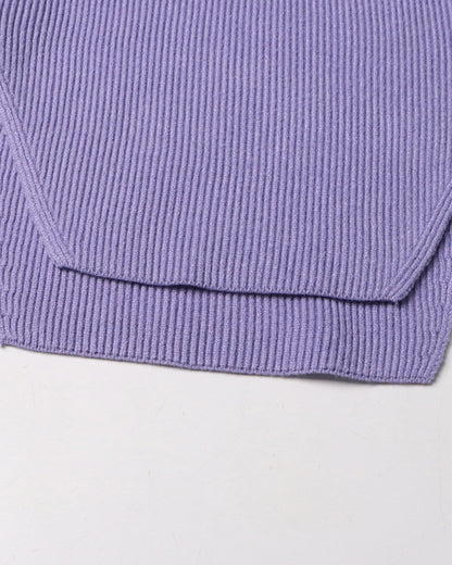 Purple Off-the-Shoulder Ribbed Knit Top