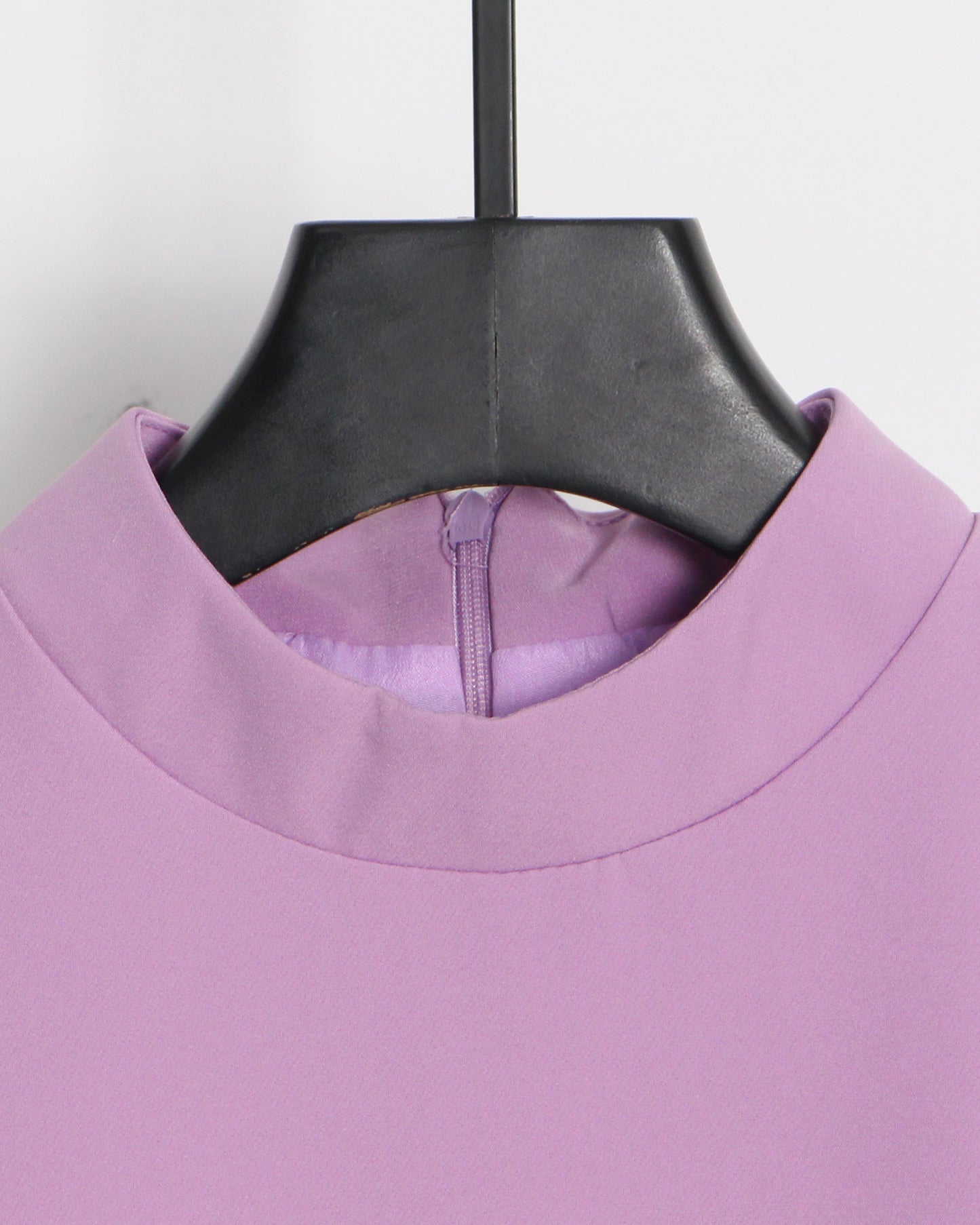 Purple Sleeveless Turtleneck Dress with Feather Hem