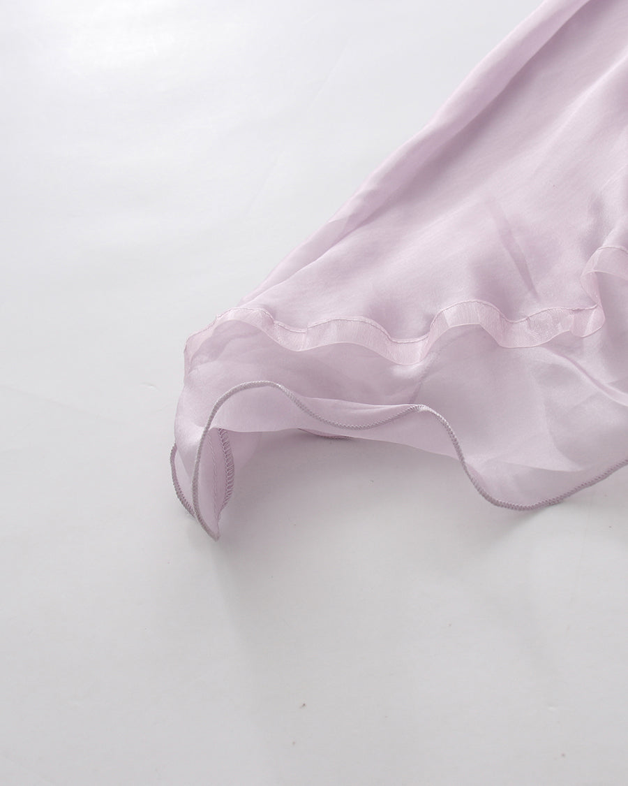 Purple Spaghetti Strap Lace Irregular Ruffle Maxi Dress