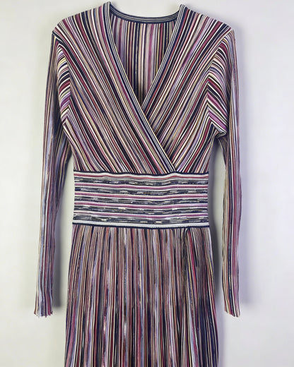 Purple Striped Surplice Maxi Dress