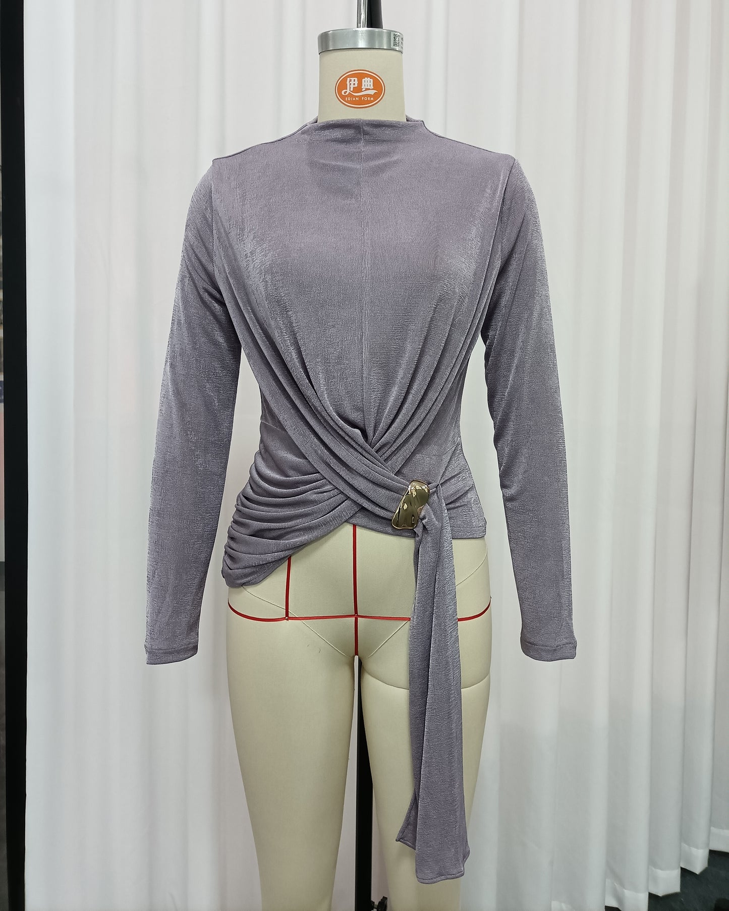 Purple Twisted Metal Buckle Tunic Top